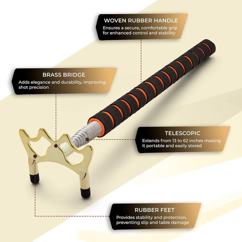 CuteKing Telescopic Bridge Stick with Premium Woven Handle, Pool Accessories, Snooker Accessories, Bridge for Snooker and Pool - Image 4